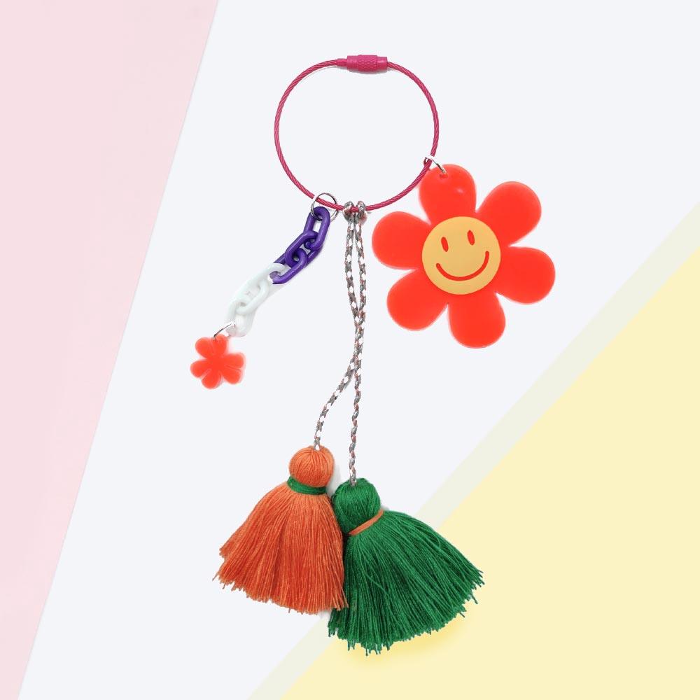 Smile Flower Tassel Bag Charm / Keychain