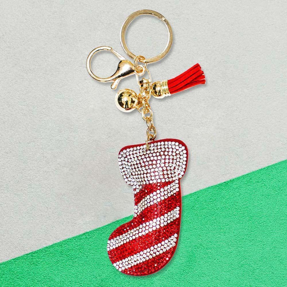 Bling Christmas Socks Tassel Keychain - Jewelry Store by Erik Rayo