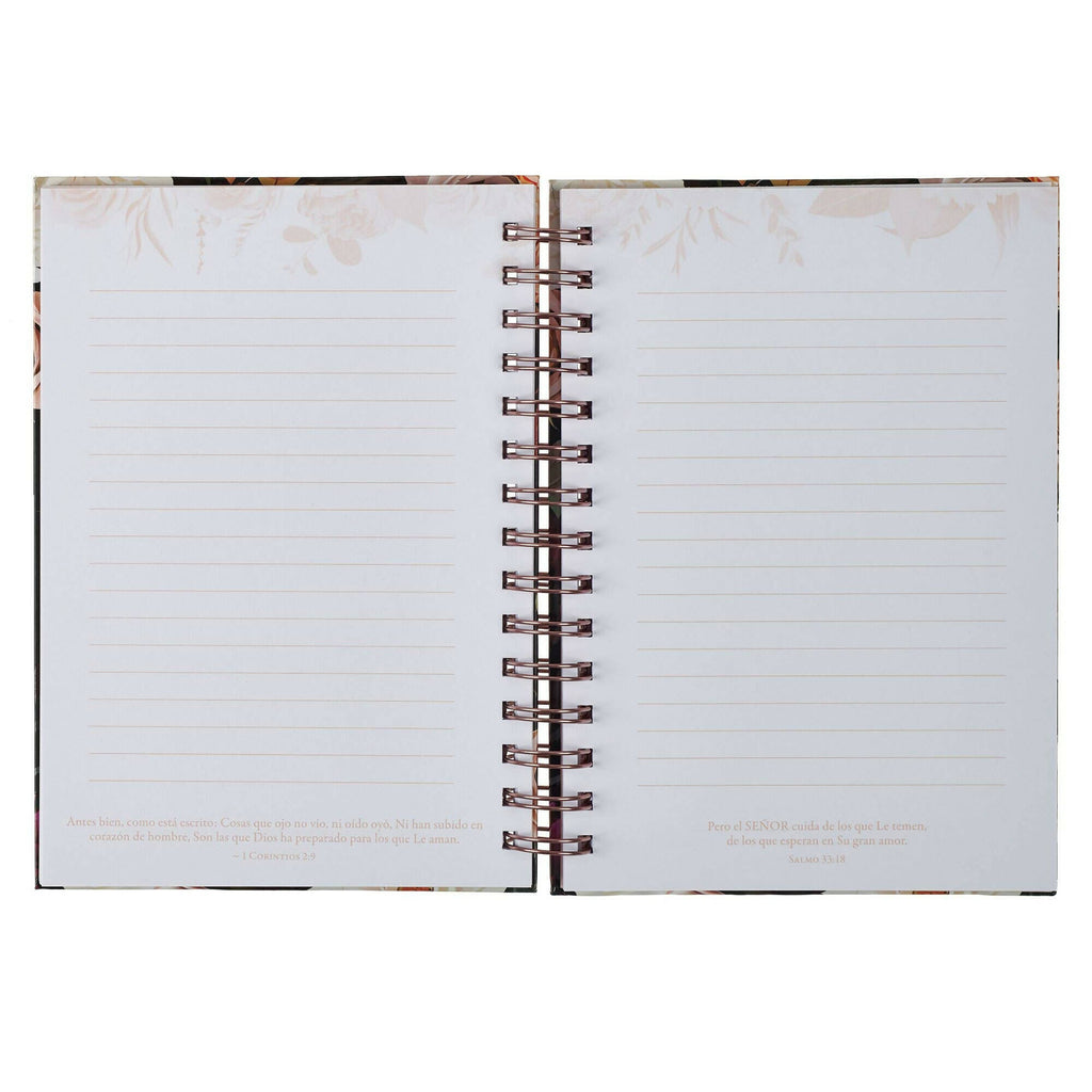 Diario Espiral Negro Floral Fuerte y Valiente Jos. 1:9