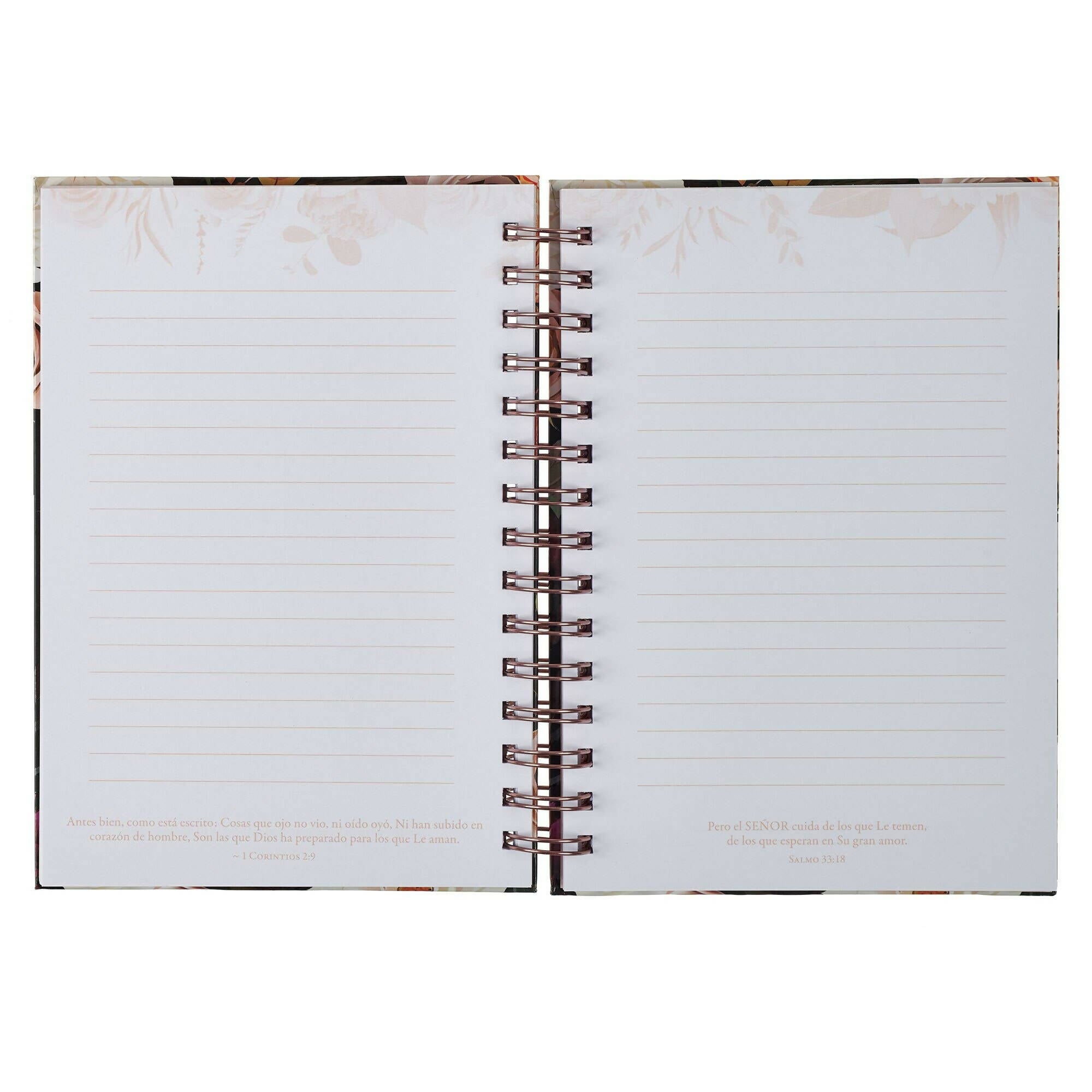Diario Espiral Negro Floral Fuerte y Valiente Jos. 1:9