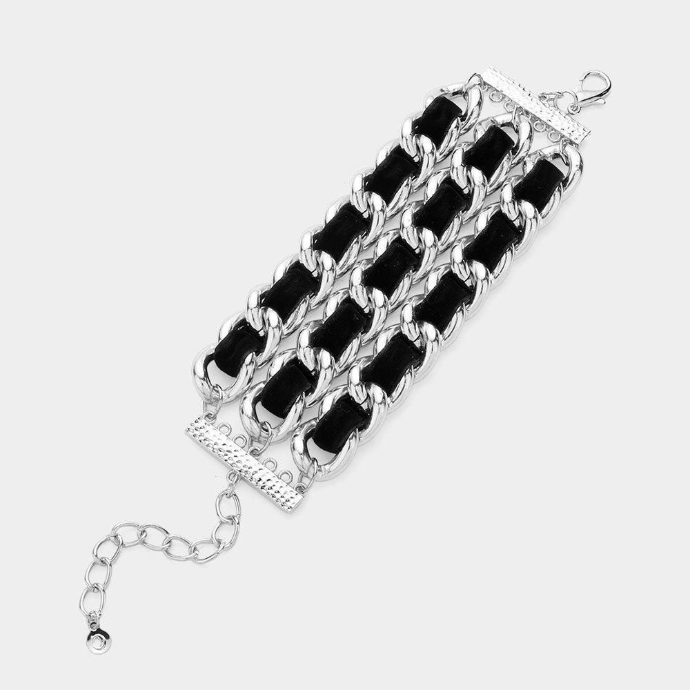 Black Woven Microfiber Suede Link Bracelet - Jewelry Store by Erik Rayo