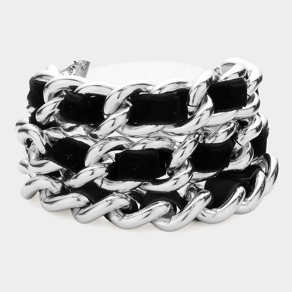 Black Woven Microfiber Suede Link Bracelet - Jewelry Store by Erik Rayo