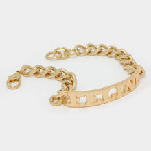 Load image into Gallery viewer, Gold Feline Nameplate Link Bracelet
