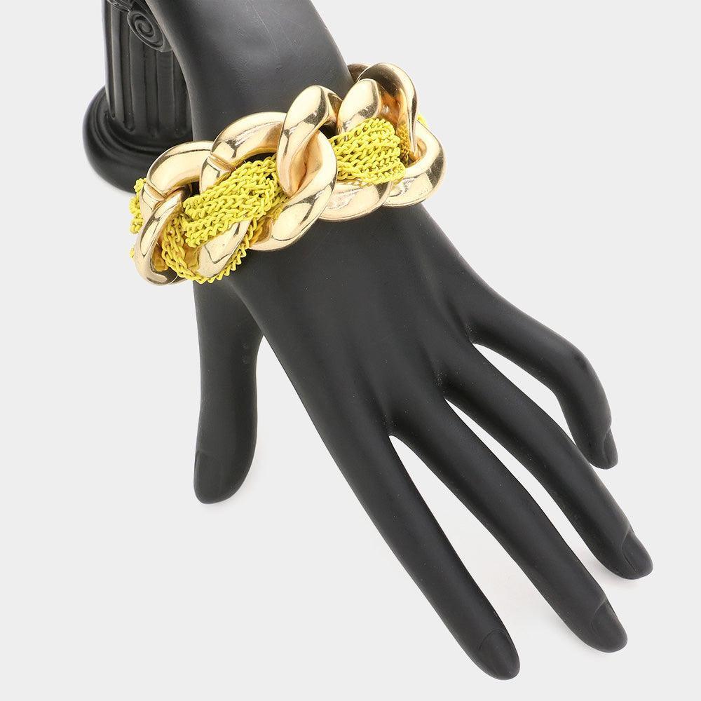 Yellow Chain Woven Curb Link Bracelet - Jewelry Store by Erik Rayo