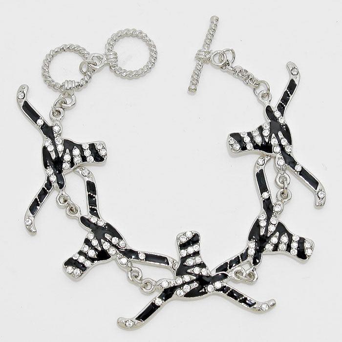 Clear Zebra Patterned Bulls Link Bracelet - Jewelry Store by Erik Rayo