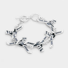 Load image into Gallery viewer, Clear Zebra Patterned Bulls Link Bracelet
