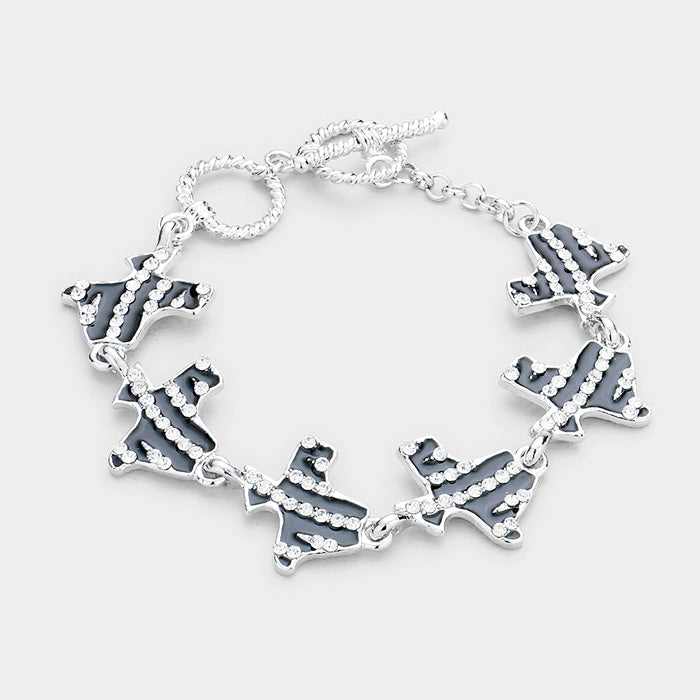 Clear Zebra Patterned Texas Link Bracelet