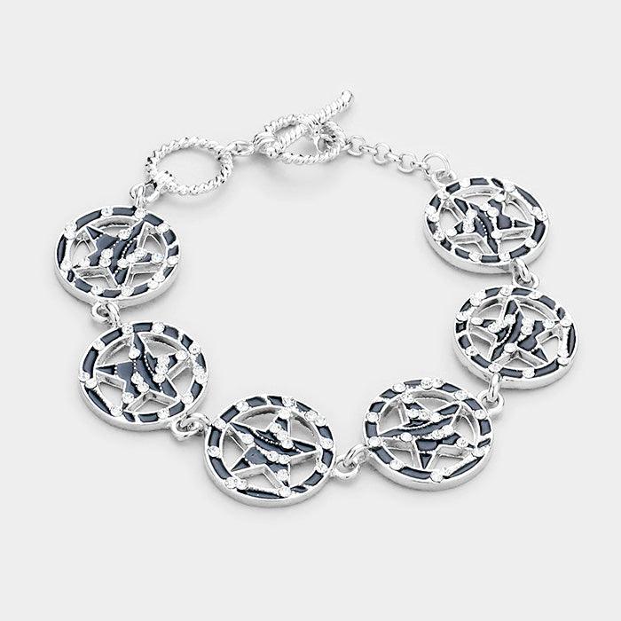 Clear Zebra Patterned Star Link Bracelet - Jewelry Store by Erik Rayo