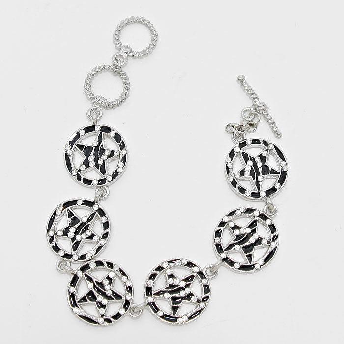 Clear Zebra Patterned Star Link Bracelet - Jewelry Store by Erik Rayo