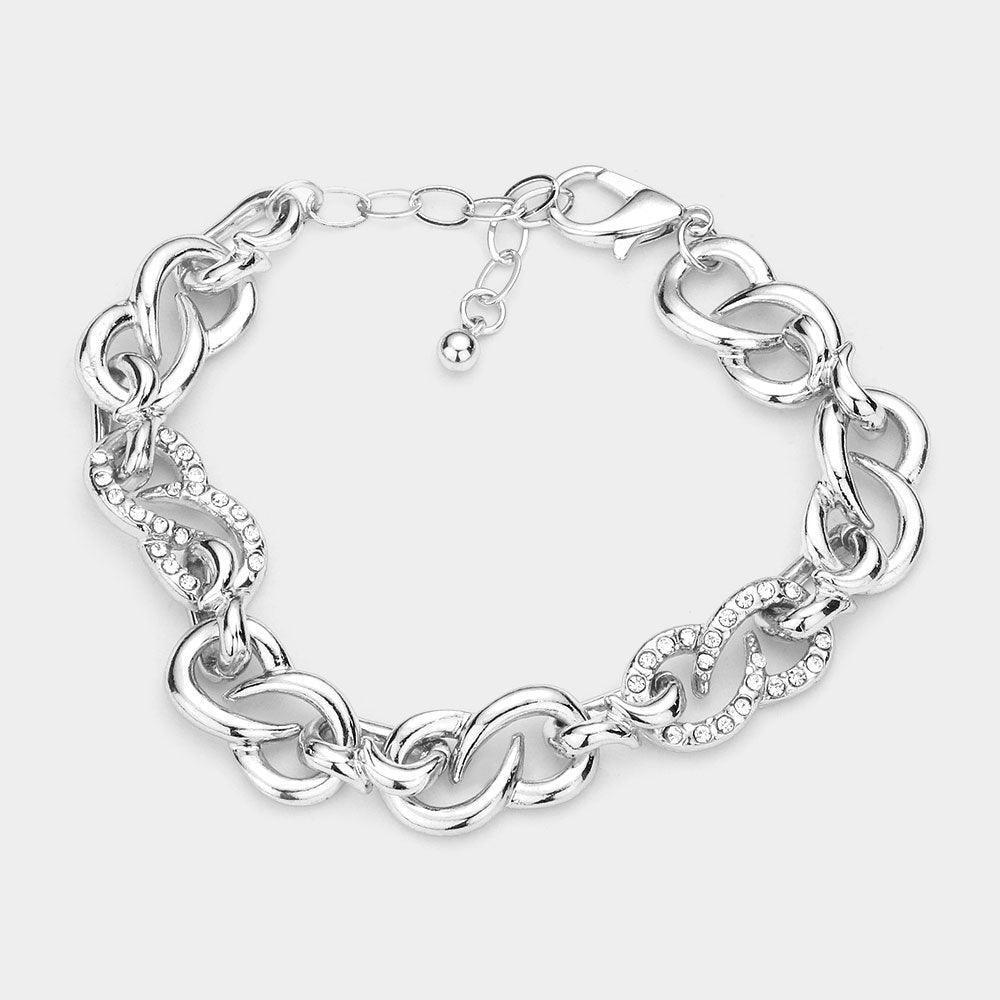 Rhinestone Embellished Metal Link Bracelet - Jewelry Store by Erik Rayo