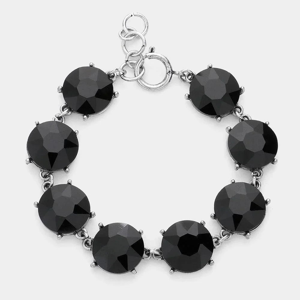 Black Round Glass Link Bracelet - Jewelry Store by Erik Rayo