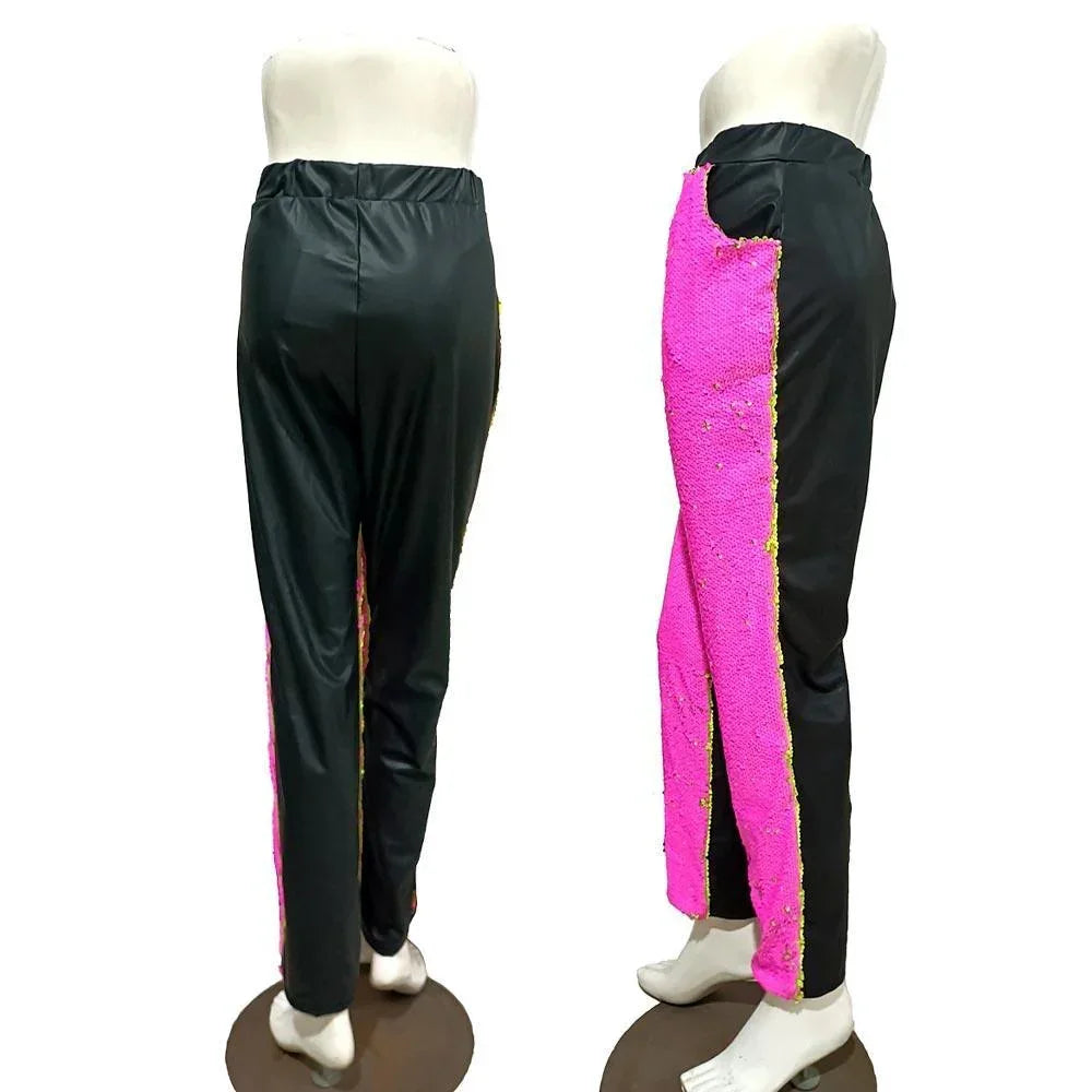 Pink Reversible Sequin Skinny Pants - Jewelry Store by Erik Rayo