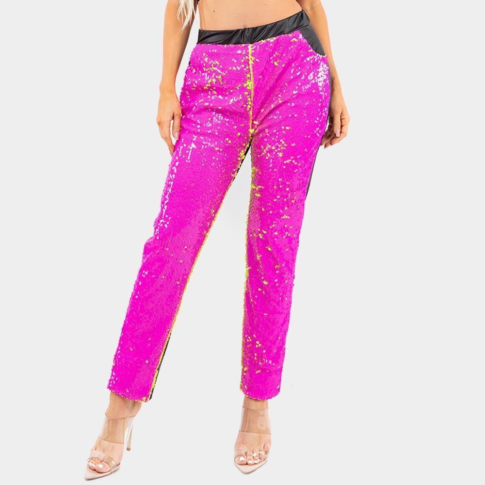 Pink Reversible Sequin Skinny Pants - Jewelry Store by Erik Rayo