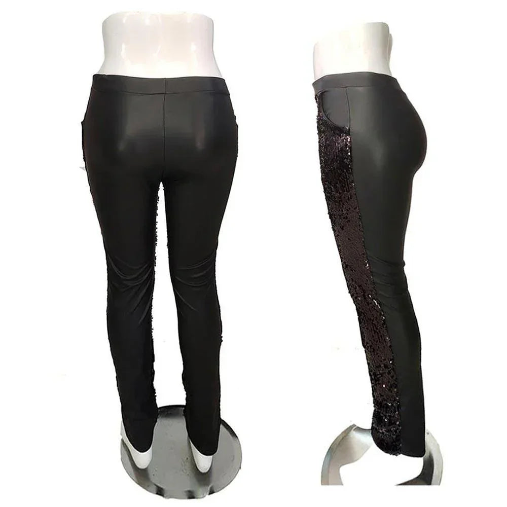 Black Reversible Sequin Skinny Pants - Jewelry Store by Erik Rayo