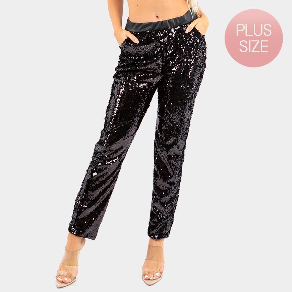 Black Reversible Sequin Skinny Pants - Jewelry Store by Erik Rayo