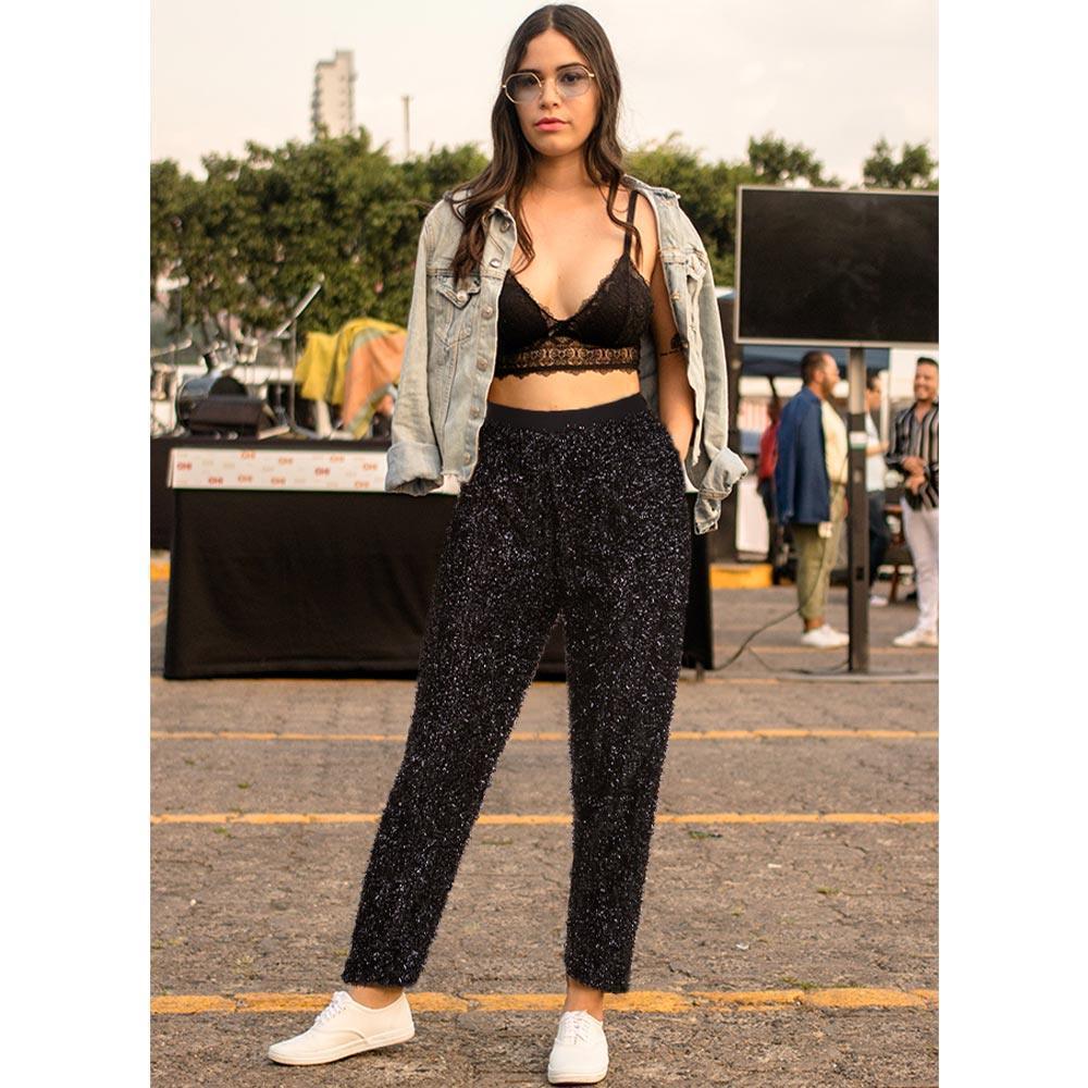 Black Bling Tinsel Pants - Jewelry Store by Erik Rayo