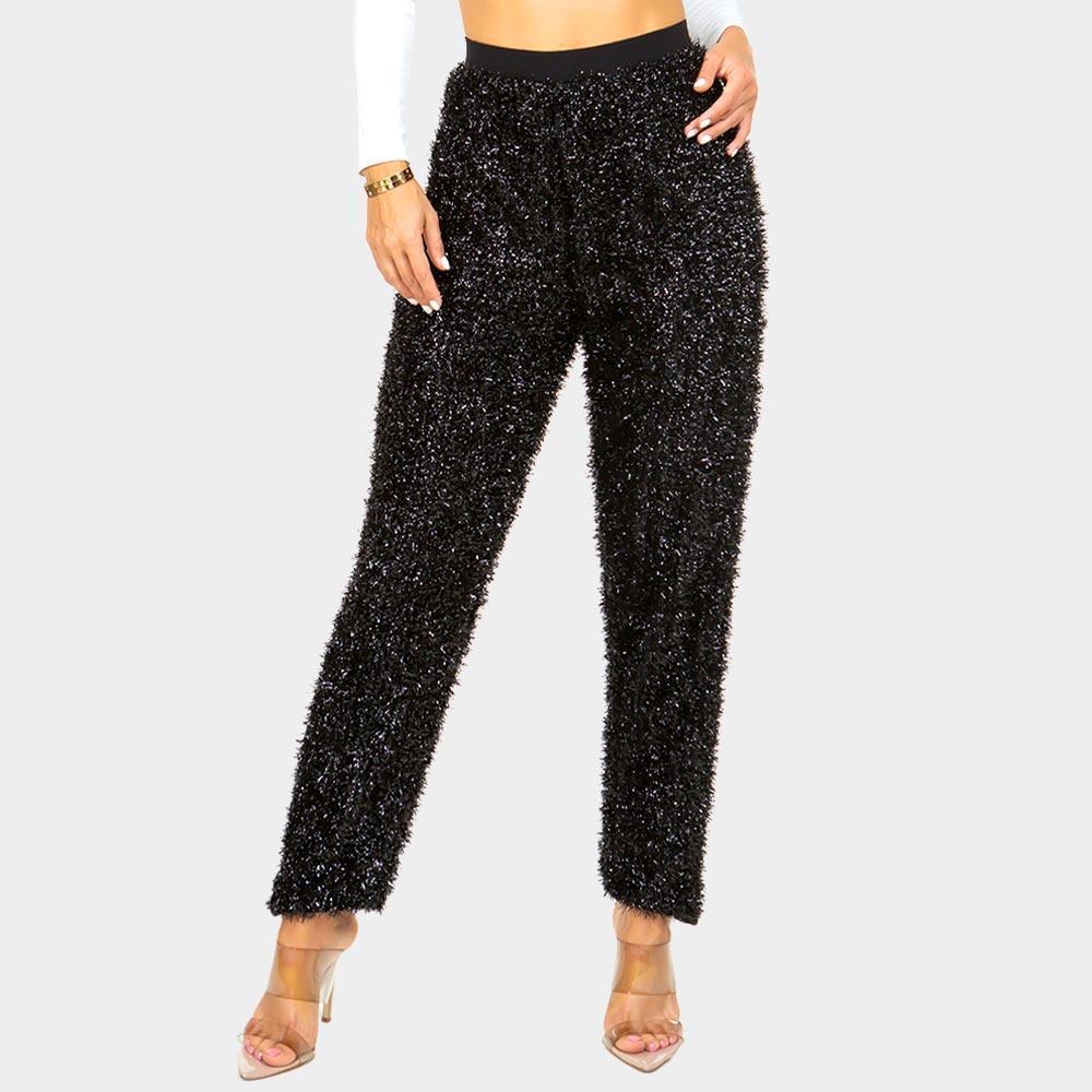 Black Bling Tinsel Pants - Jewelry Store by Erik Rayo