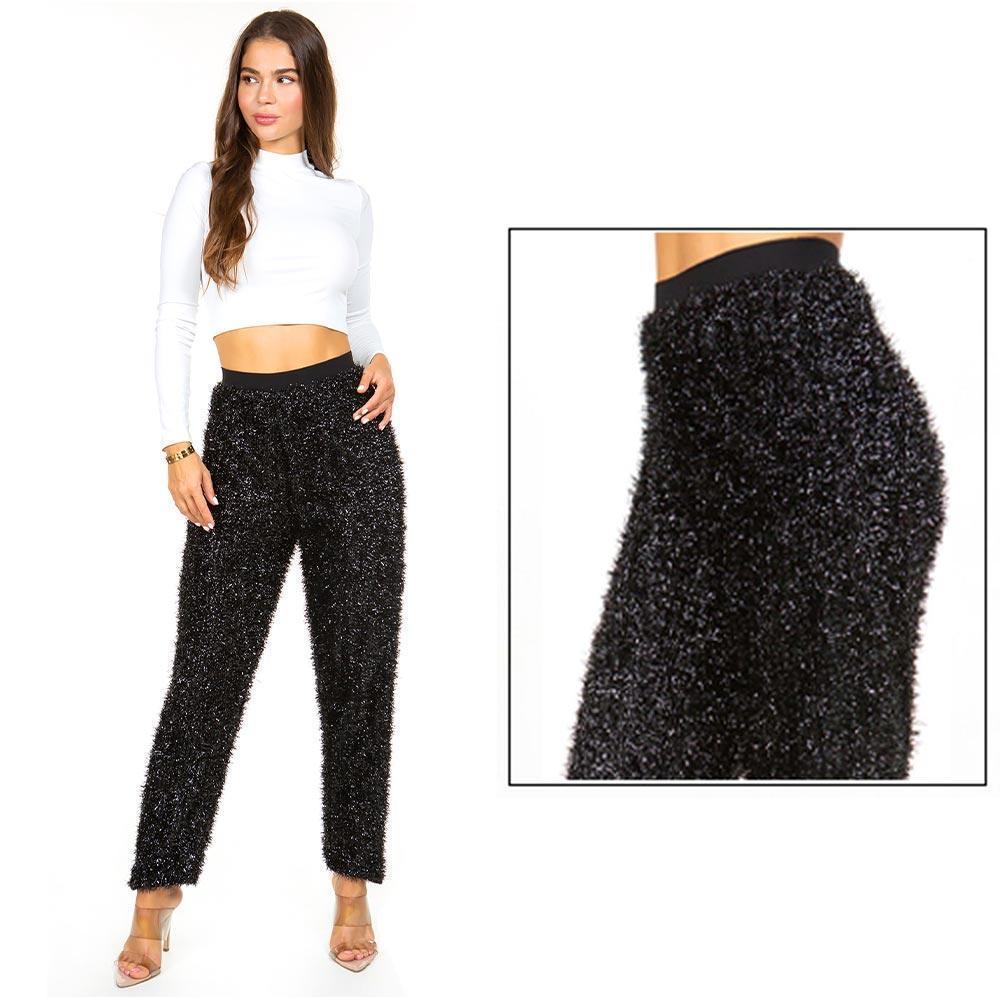 Black Bling Tinsel Pants - Jewelry Store by Erik Rayo