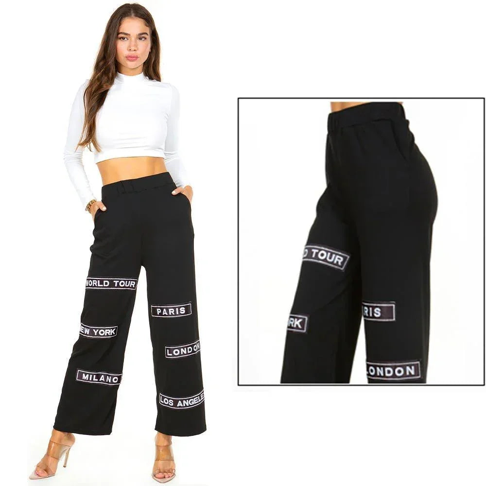 Black City Name Printed Pants - Jewelry Store by Erik Rayo
