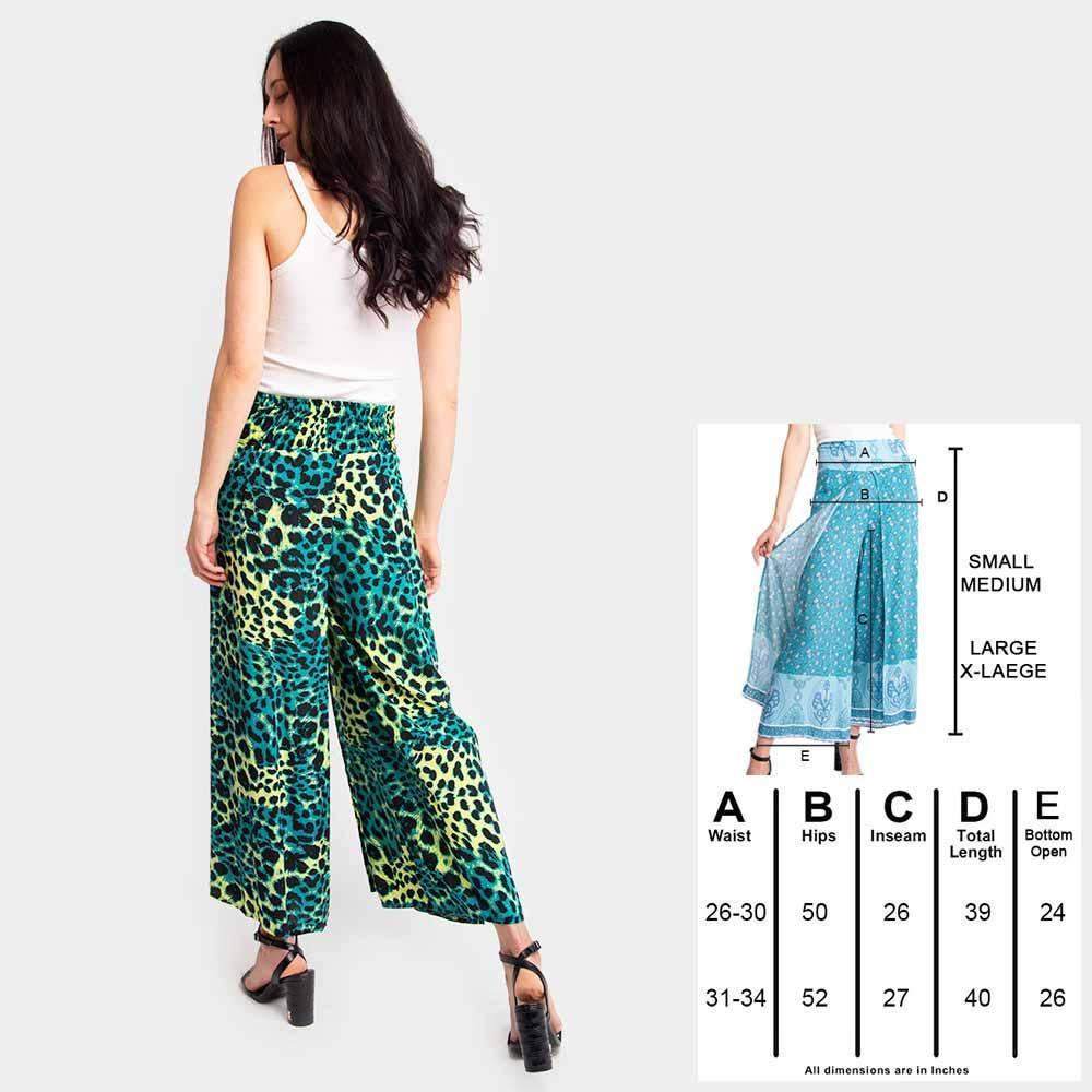 Green Leopard Print Print Slit Wide Leg Palazzo Pants - Jewelry Store by Erik Rayo
