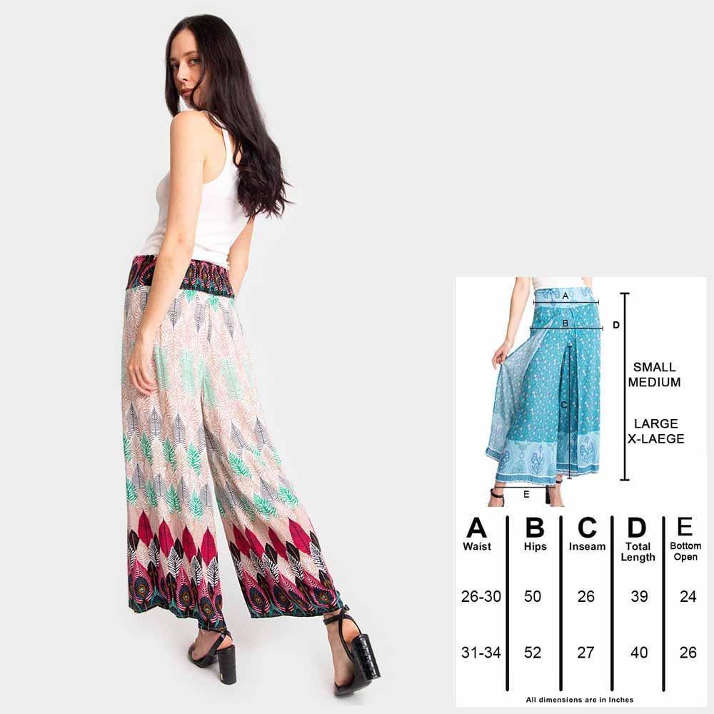 Peacock Feather Print Slit Wide Leg Palazzo Pants - Jewelry Store by Erik Rayo