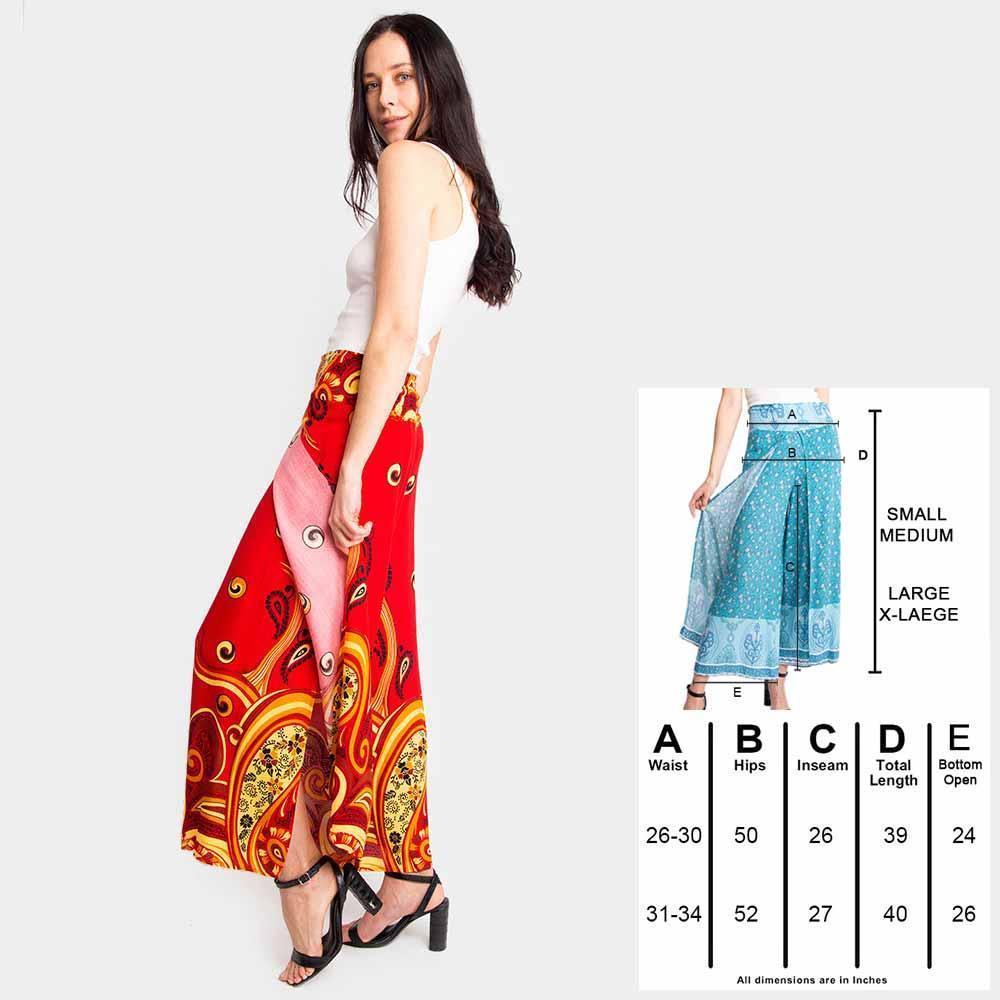 Red Paisley Print Slit Wide Leg Palazzo Pants - Jewelry Store by Erik Rayo