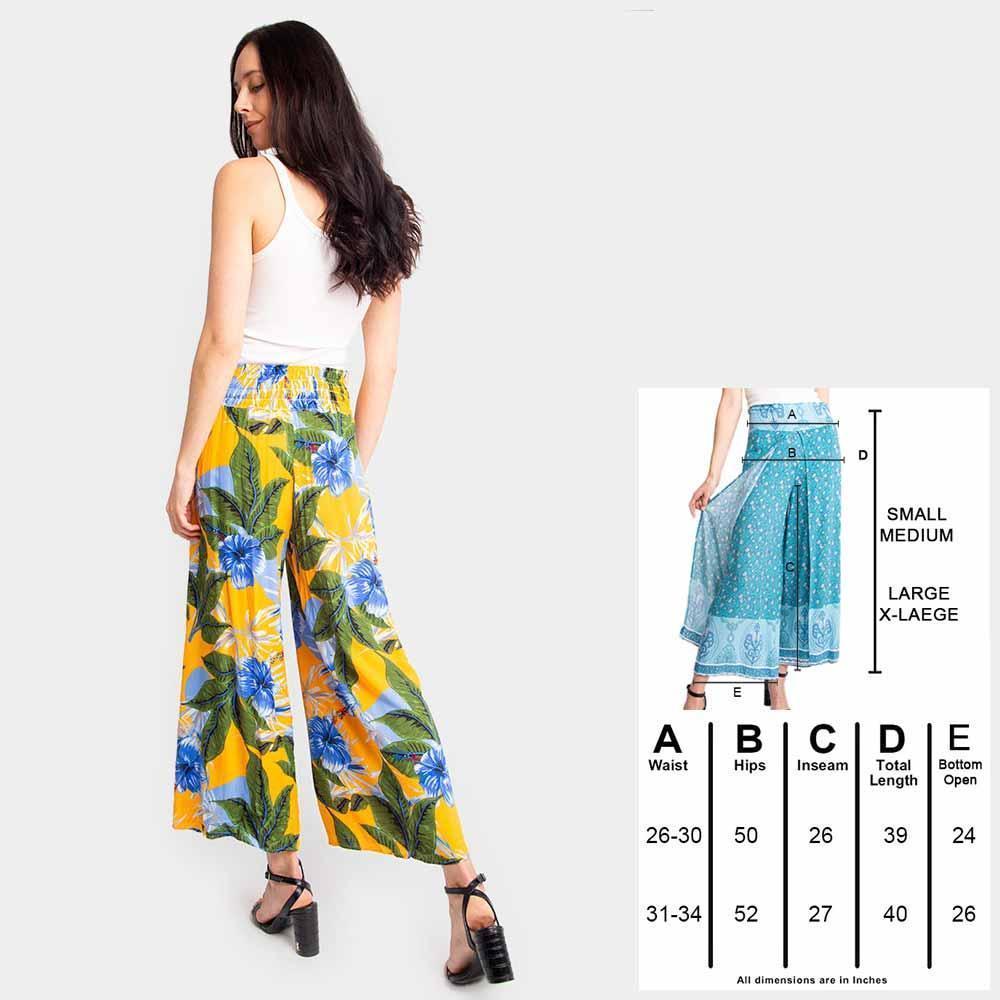 Yellow Floral Print Slit Wide Leg Palazzo Pants - Jewelry Store by Erik Rayo