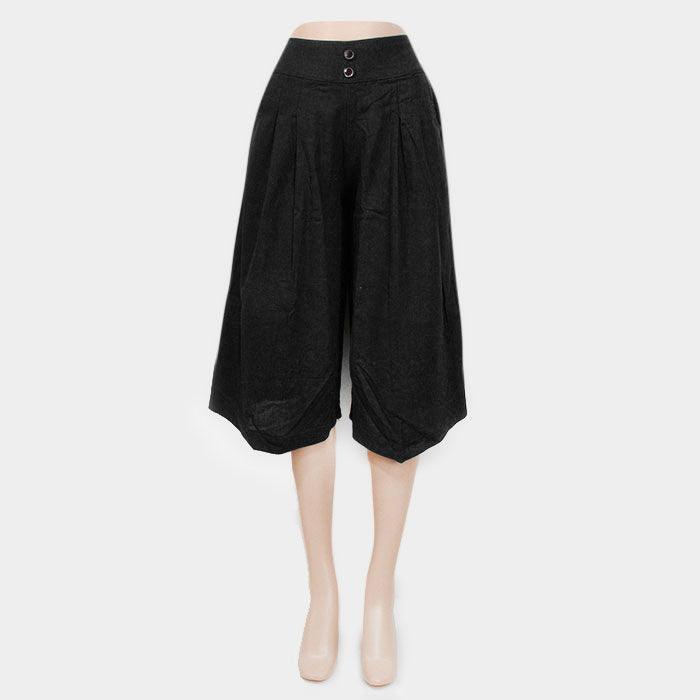 Black Wide leg midi pants with buttons - Jewelry Store by Erik Rayo