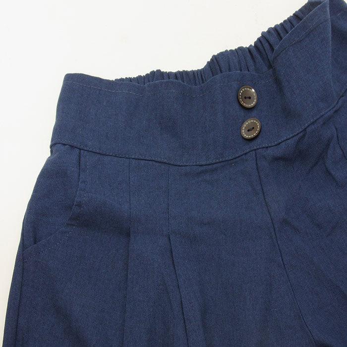 Navy Wide leg midi pants with buttons - Jewelry Store by Erik Rayo