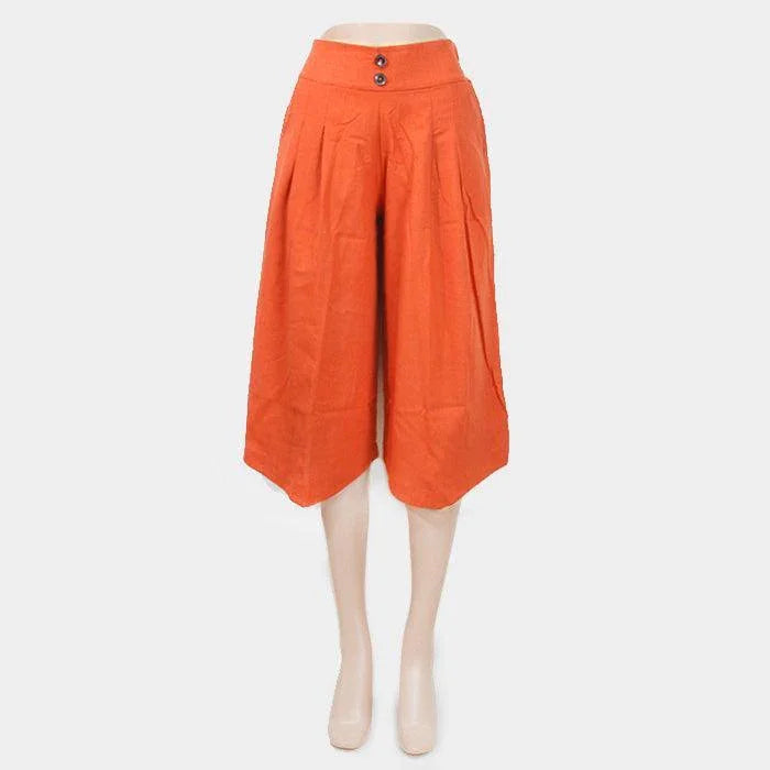 Orange Wide leg midi pants with buttons - Jewelry Store by Erik Rayo