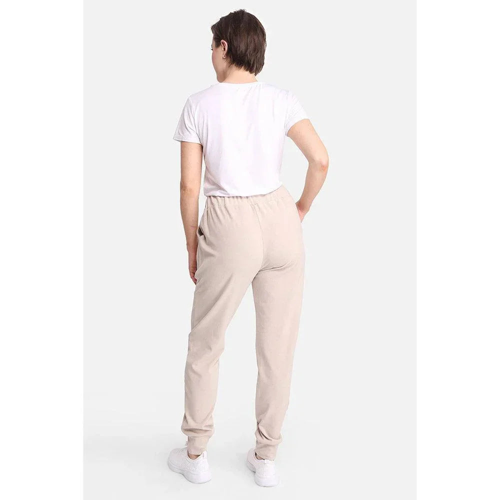 Beige Solid Front Pockets Loungewear Drawstring Jogger Pants - Jewelry Store by Erik Rayo