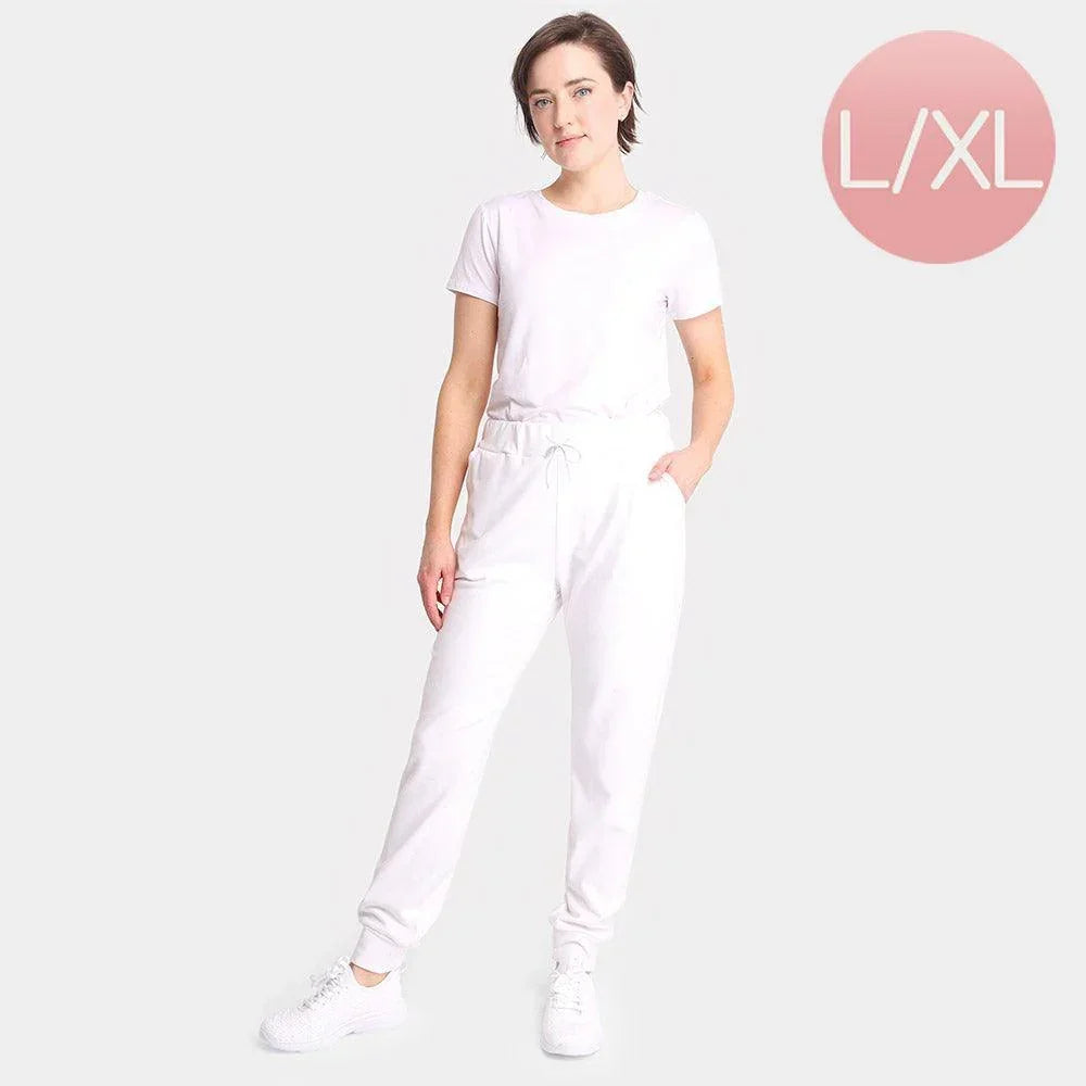 White Solid Front Pockets Loungewear Drawstring Jogger Pants - Jewelry Store by Erik Rayo