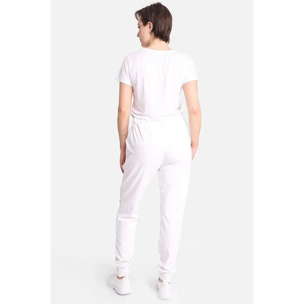 White Solid Front Pockets Loungewear Drawstring Jogger Pants - Jewelry Store by Erik Rayo