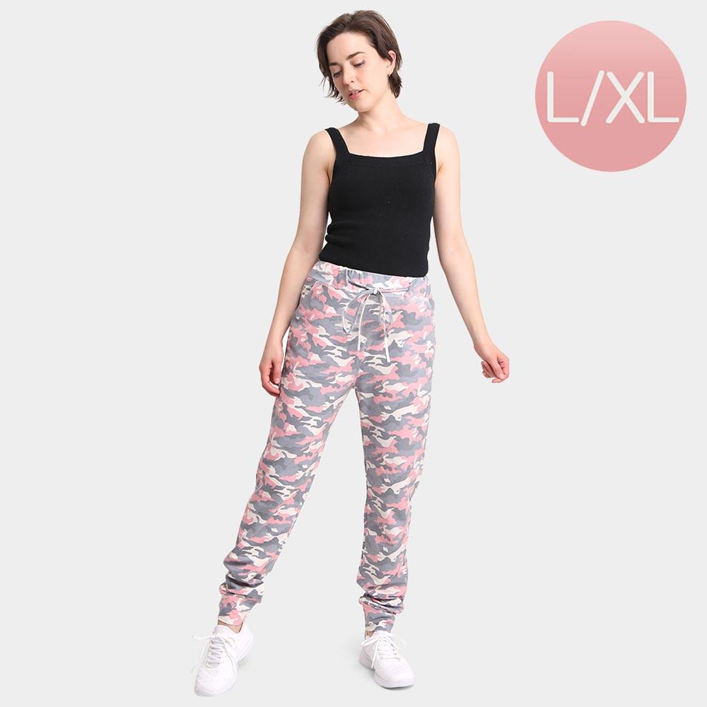 Pink Camouflage Patterned Loungewear Pants