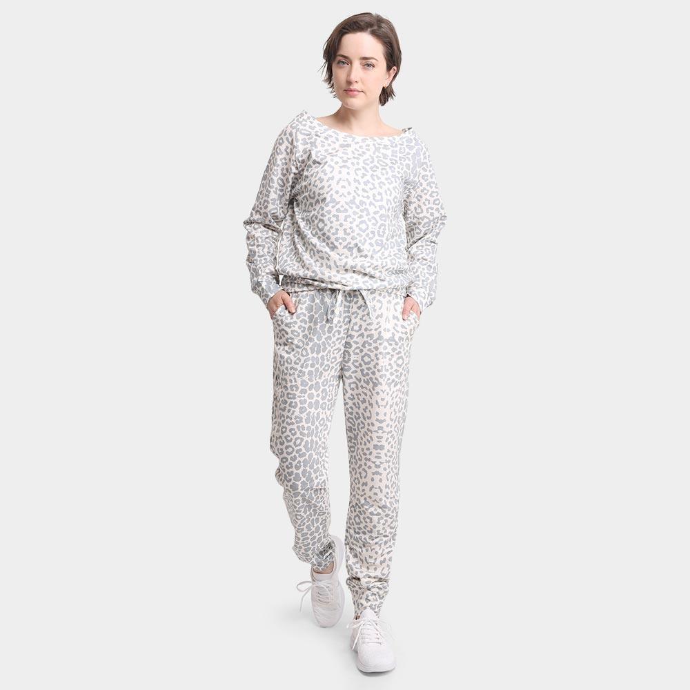Gray Leopard Patterned Loungewear Pants - Jewelry Store by Erik Rayo