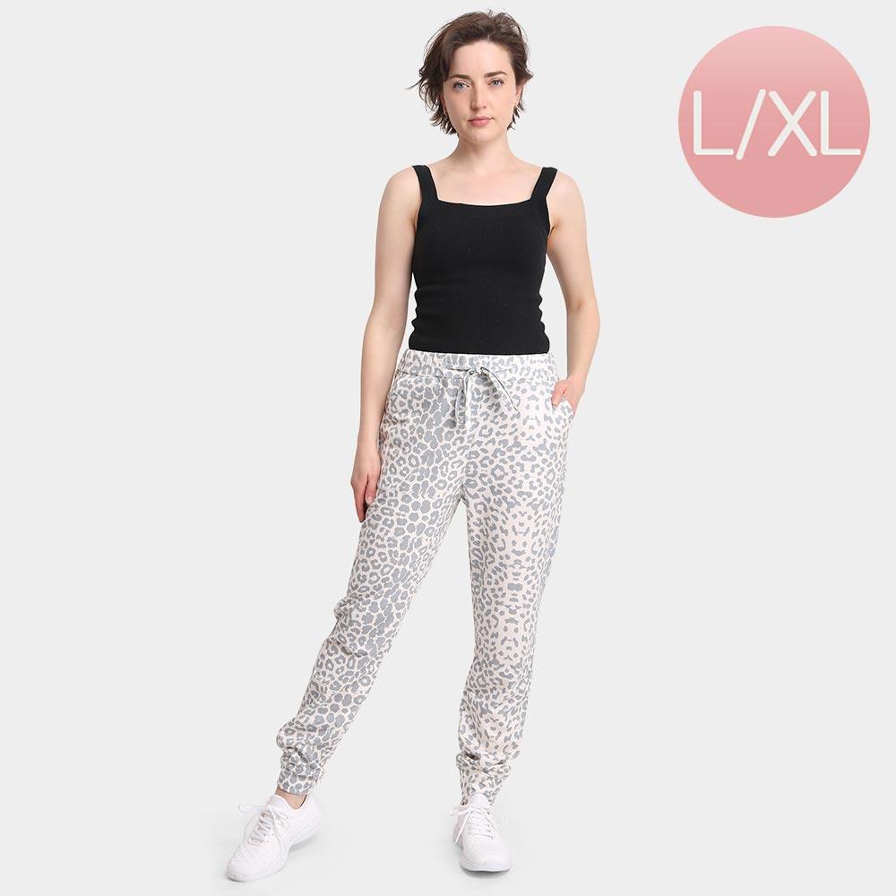 Gray Leopard Patterned Loungewear Pants