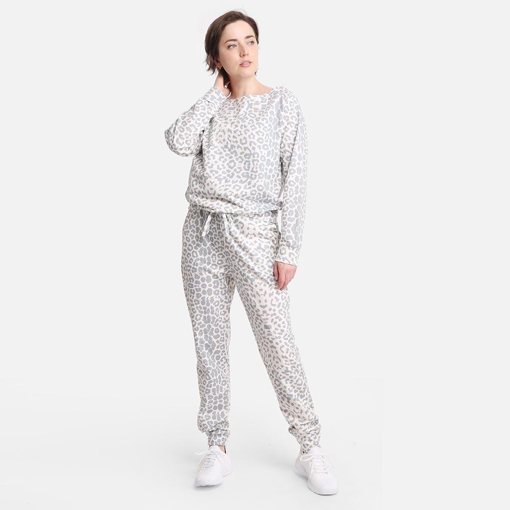 Gray Leopard Patterned Loungewear Pants - Jewelry Store by Erik Rayo