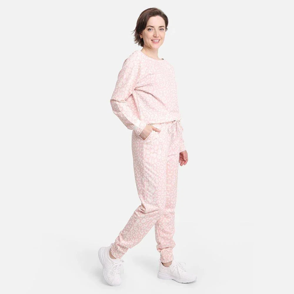 Pink Leopard Patterned Loungewear Pants - Jewelry Store by Erik Rayo