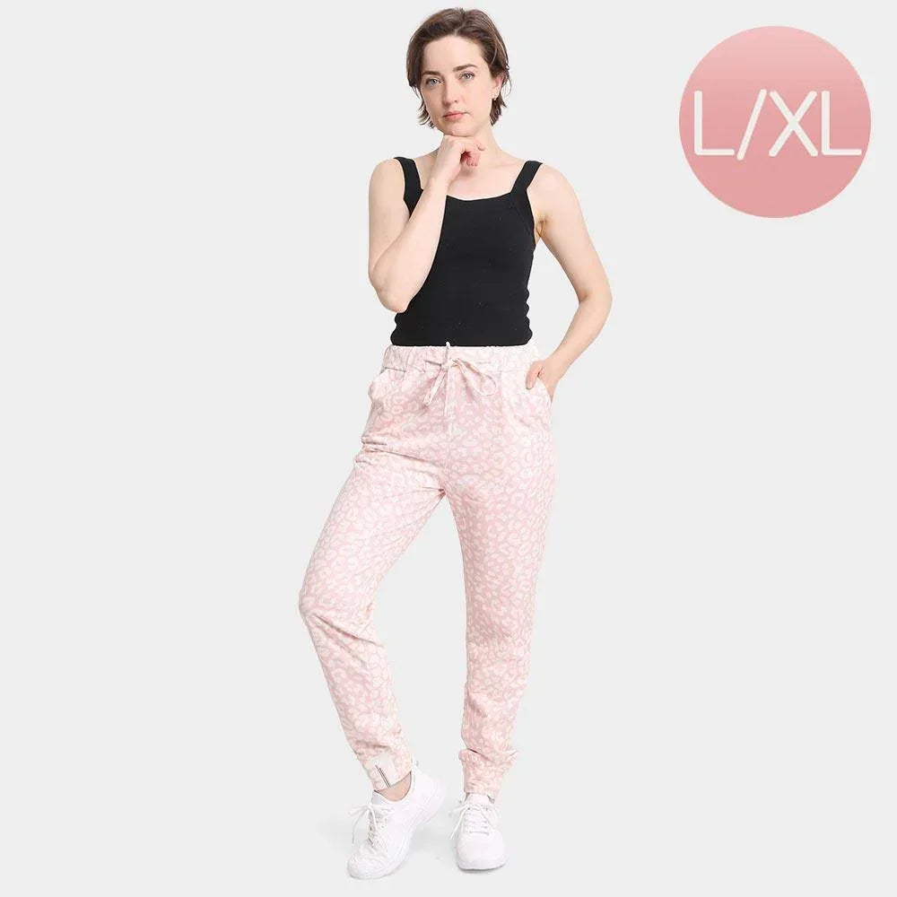 Pink Leopard Patterned Loungewear Pants - Jewelry Store by Erik Rayo