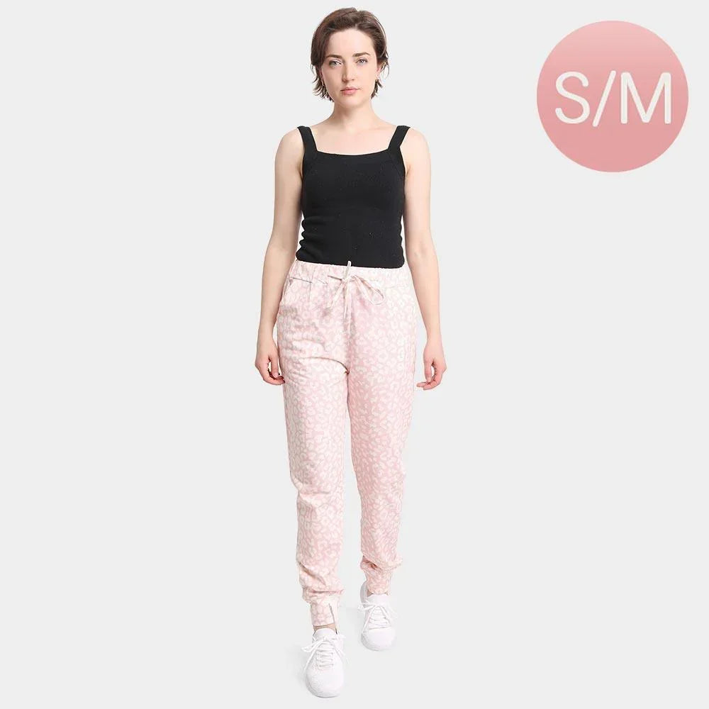 Pink Leopard Patterned Loungewear Pants - Jewelry Store by Erik Rayo