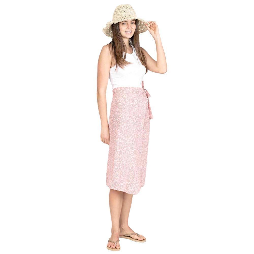Pink Patterned Beach Cover Up Midi Wrap Skirt - Jewelry Store by Erik Rayo
