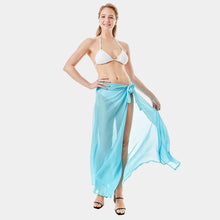 Load image into Gallery viewer, Aqua Solid Beach Wrap Skirt
