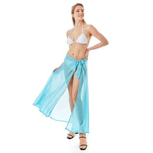 Load image into Gallery viewer, Aqua Solid Beach Wrap Skirt
