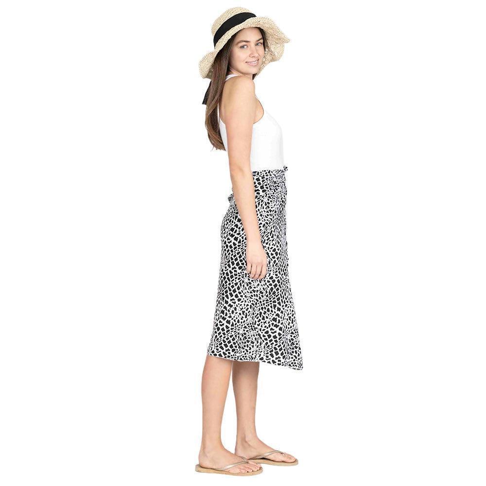 Black Animal Patterned Beach Cover Up Midi Wrap Skirt - Jewelry Store by Erik Rayo