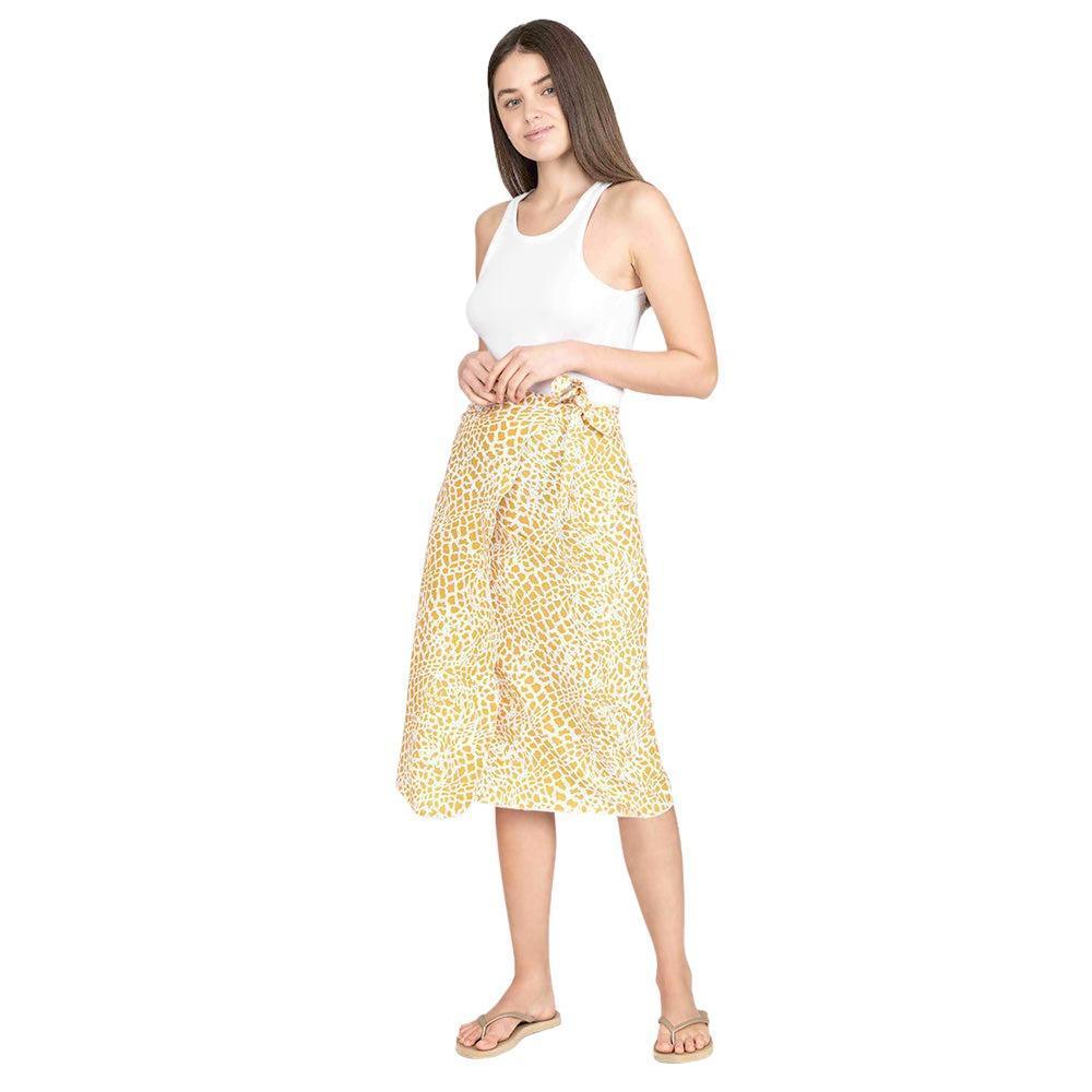 Yellow Animal Patterned Beach Cover Up Midi Wrap Skirt - Jewelry Store by Erik Rayo