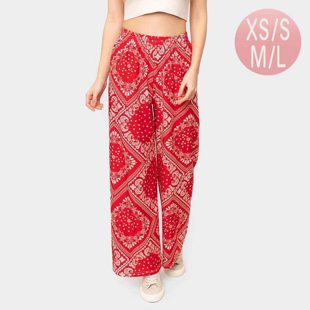 Red Paisley Print Pants - Jewelry Store by Erik Rayo