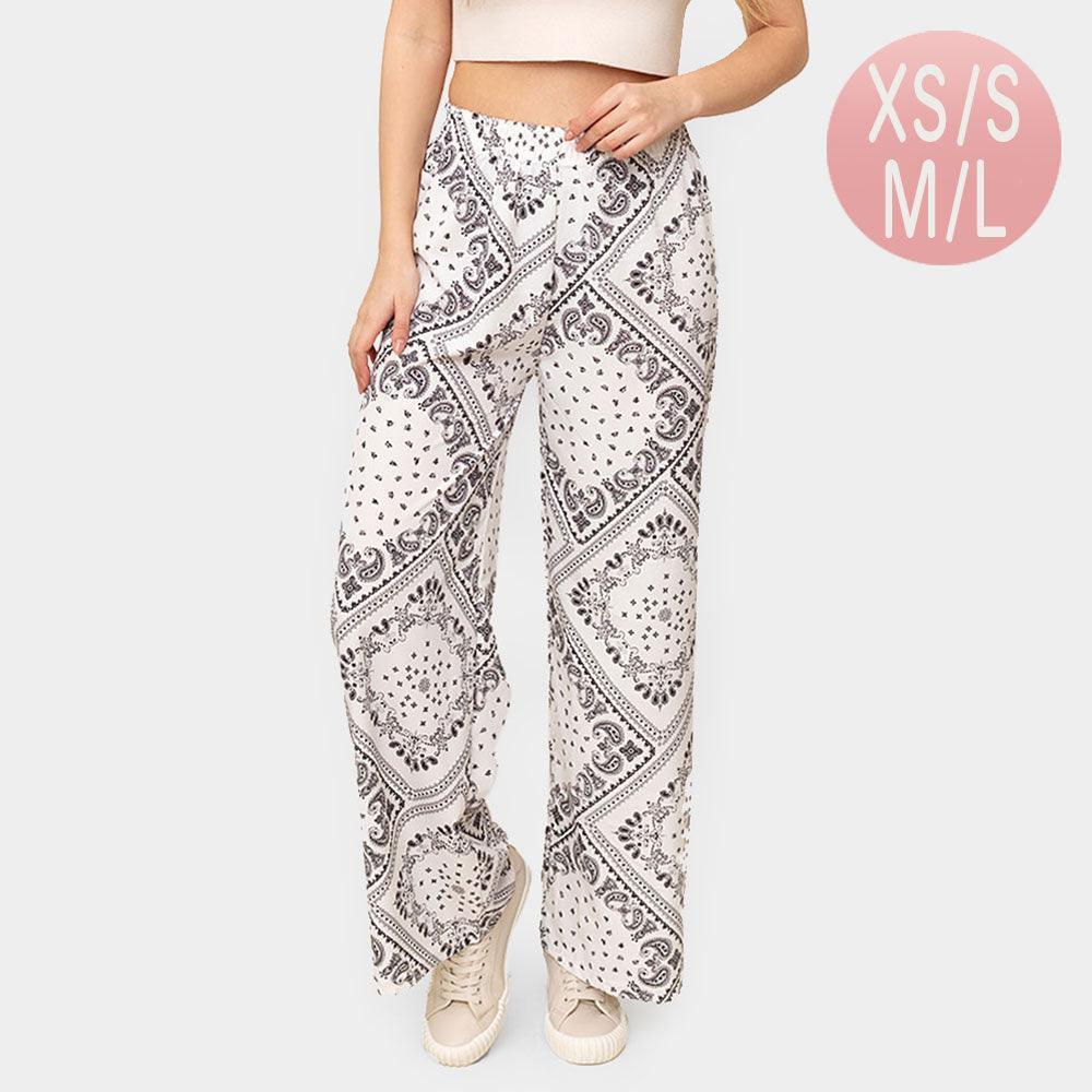 White Paisley Print Pants - Jewelry Store by Erik Rayo