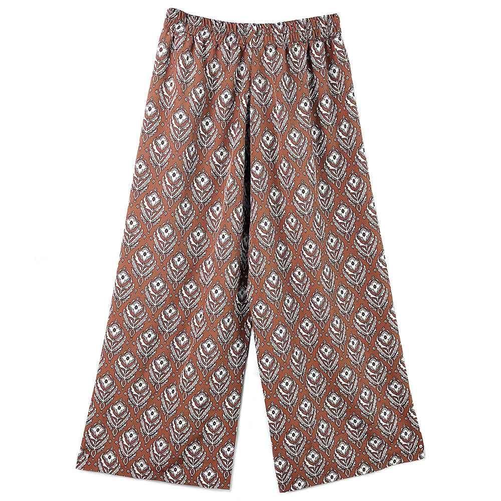 Brown Floral Print Pants - Jewelry Store by Erik Rayo