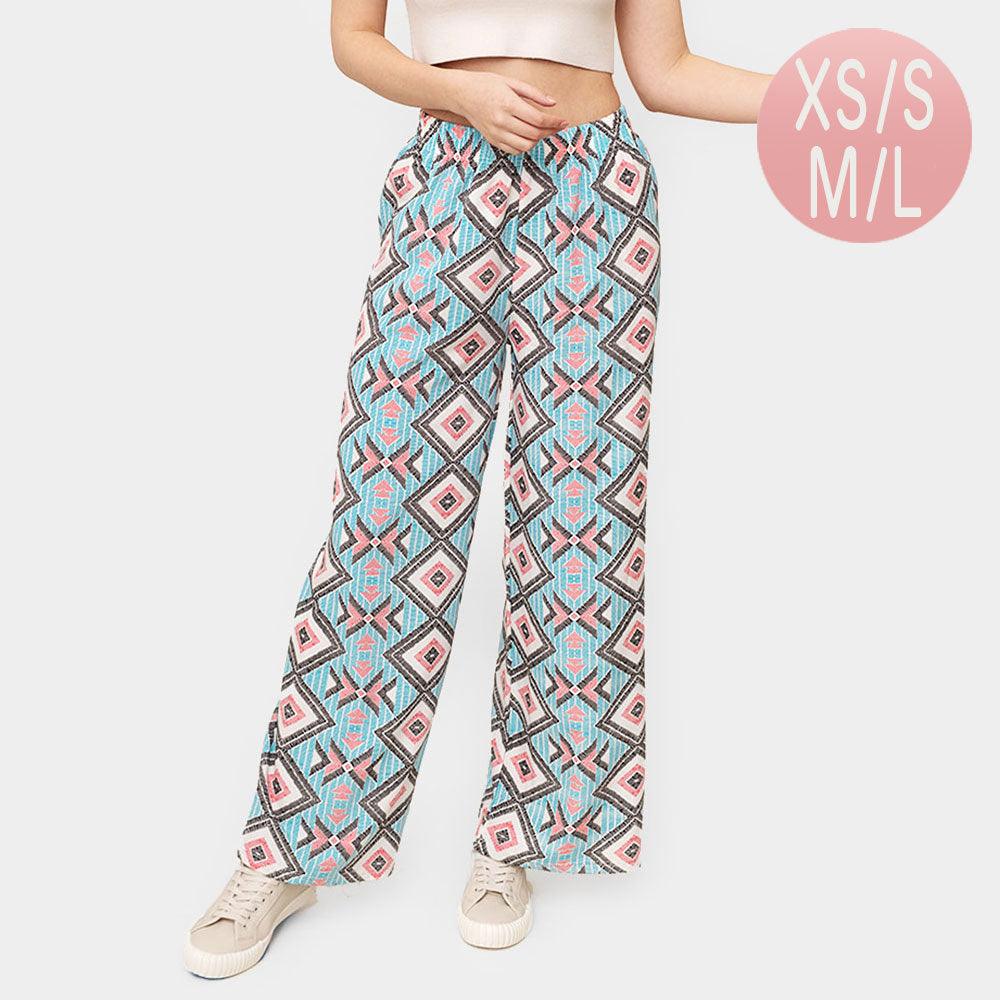 Blue Geometric Print Pants