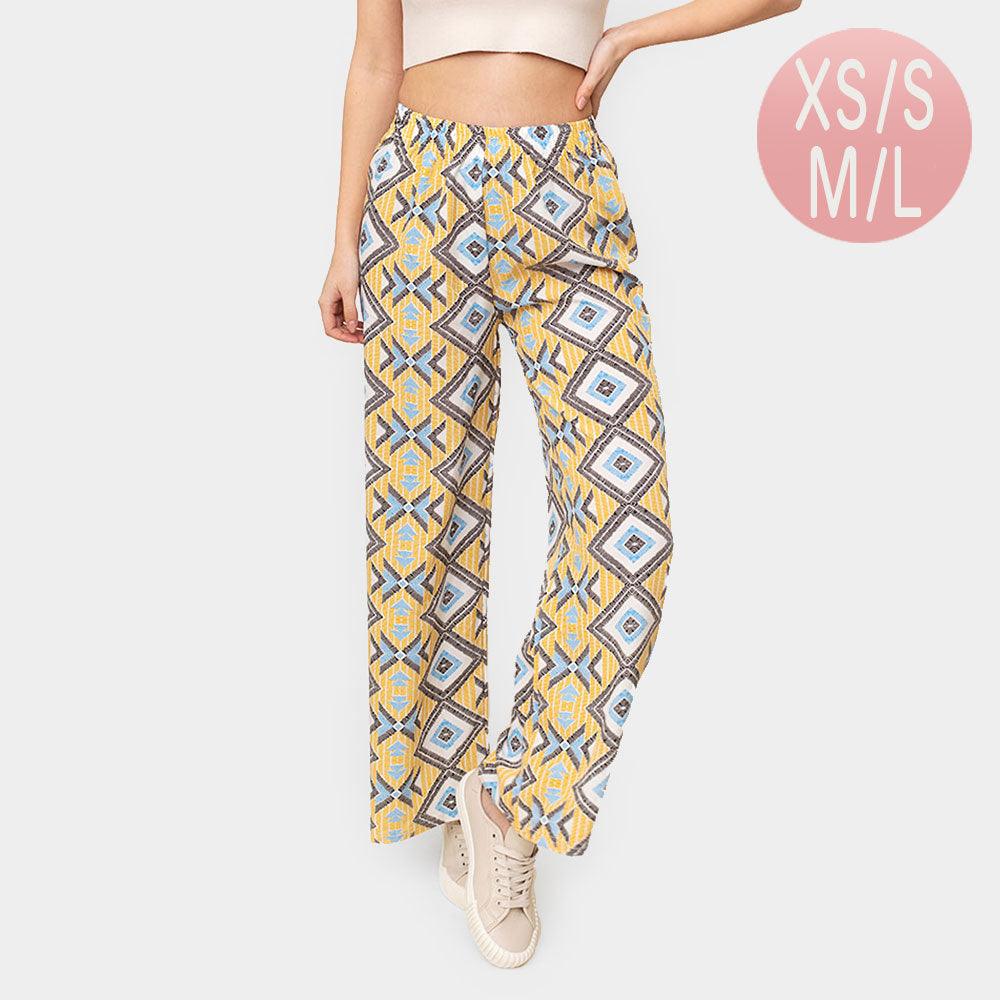 Yellow Geometric Print Pants